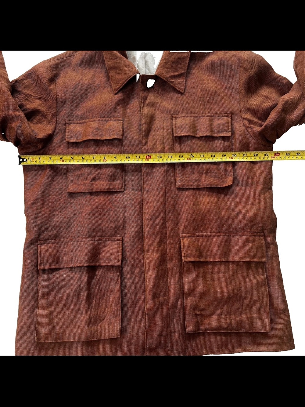 Banana Republic Mens Bastian Linen Field Jacket L Burnt Rust Quiet Luxury - Picture 9 of 9